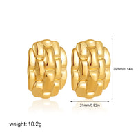 Gold Plated Textured Knot Twisted Geometric Stud Earrings