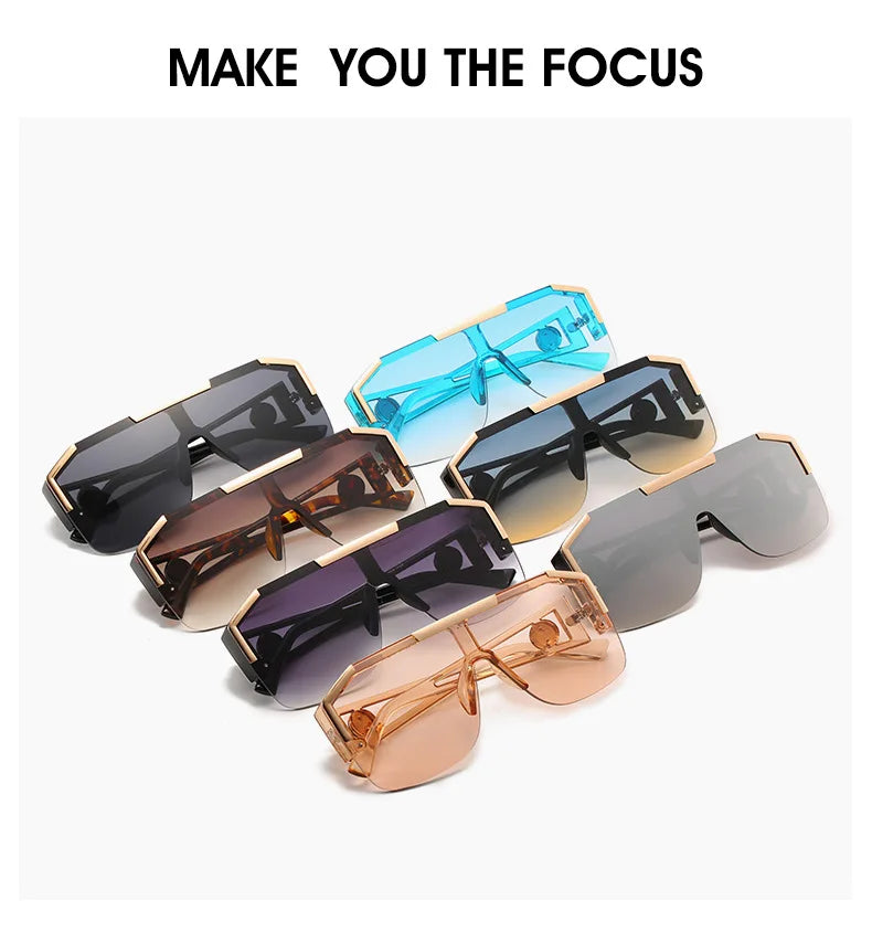 New large frame lion head one-piece sunglasses