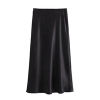 XNWMNZ Flowy Satin Midi Skirt