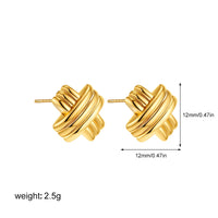 Gold Plated Textured Knot Twisted Geometric Stud Earrings