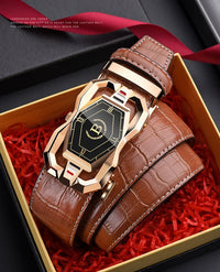 HCDW Designer Belts man Black Brown Automatic genuine leather belt for men Work Luxury Brand fashion Golf Trouser Belt male Gift