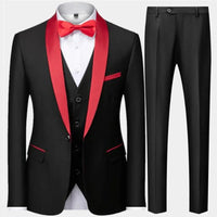 Men’s British Style Slim Suit 3 Piece Set Jacket Vest Pants