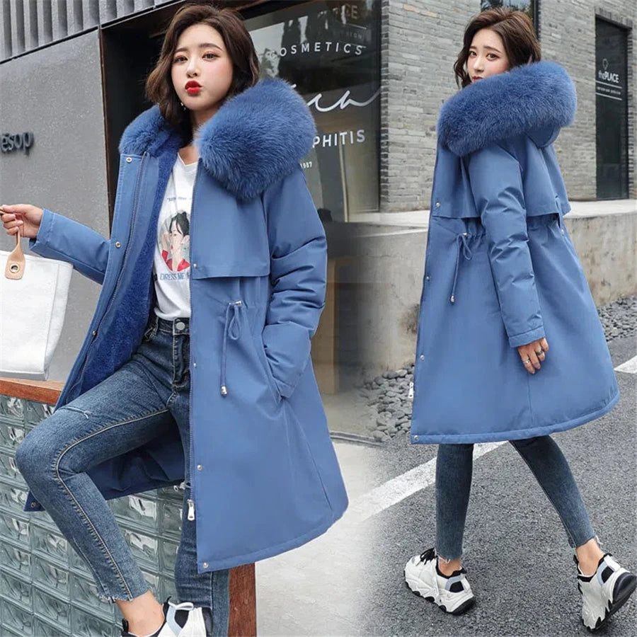 warm padded faux fur coat