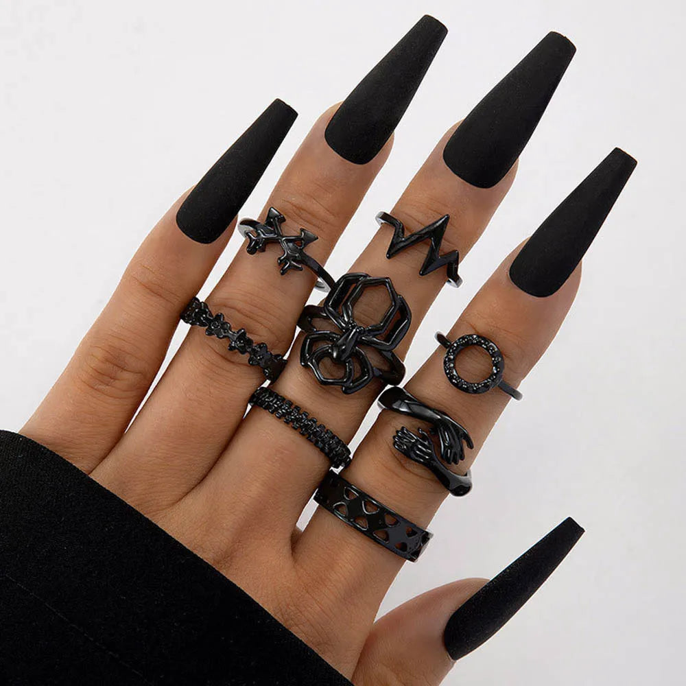 punk rings mix styles, flower, Tai Ji, heart...