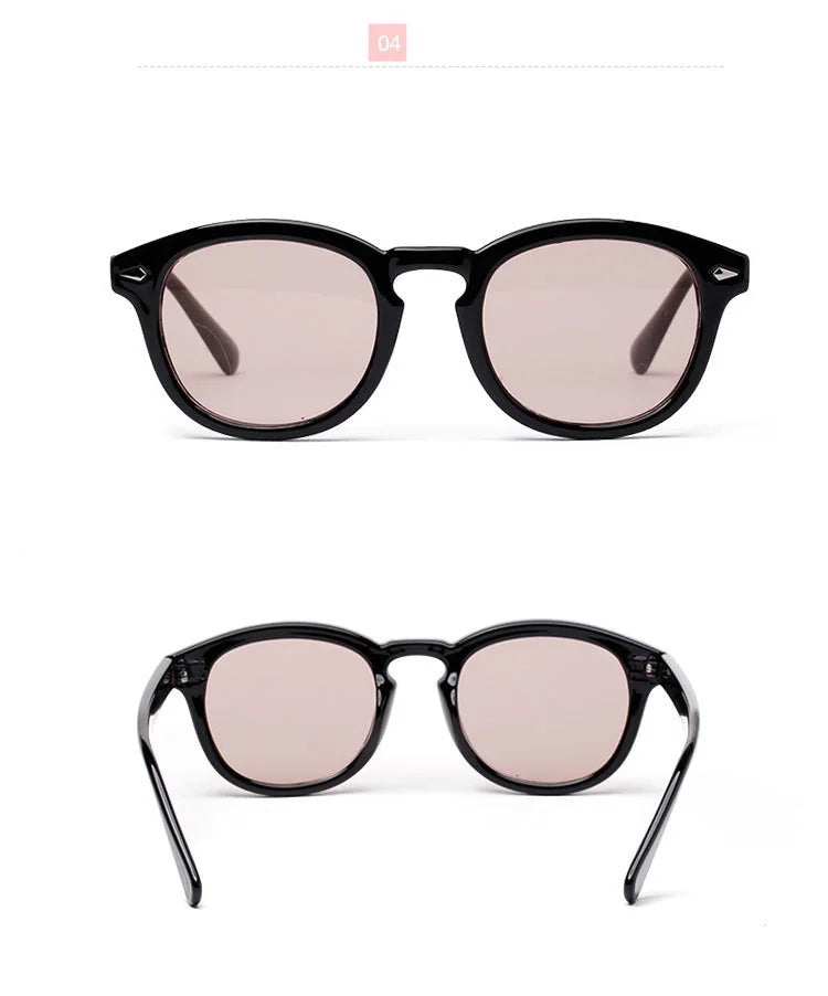 Johnny Depp Rice Stud Classic Retro Round Sunglasses