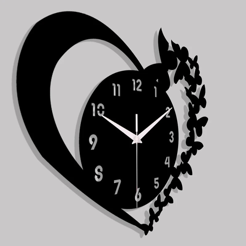 Heart Shaped Frameless Acrylic Silent Clock