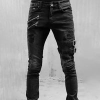 2024 Jeans droits grande taille pour homme, pantalon printemps-été, jeans boyfriend, streetwear, skinny, fermetures éclair, 3 couleurs, pantalon en denim décontracté long