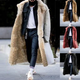 Thick faux fur coat solid cardigan