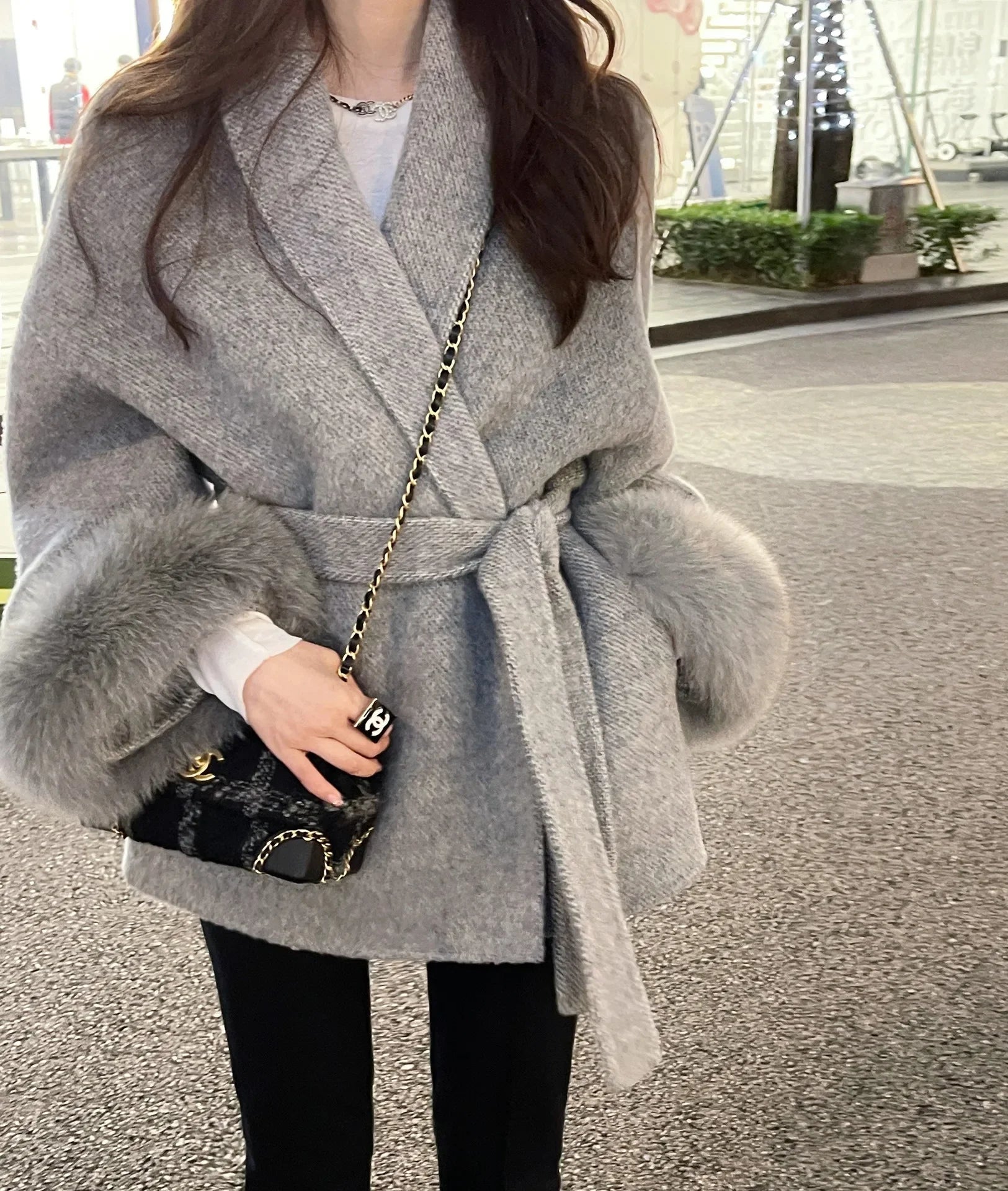 Premium Double-Faced Genuine Wool Fur Coat