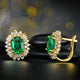 Huitan Luxury Gold Color Hoop Earrings with Green/White Cubic Zirconia Bling Bling