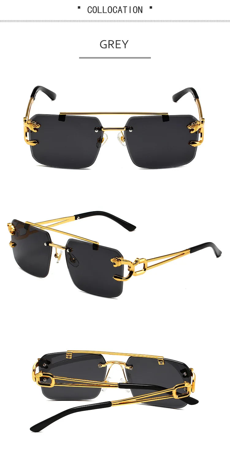 Trendy rectangular rimless sunglasses