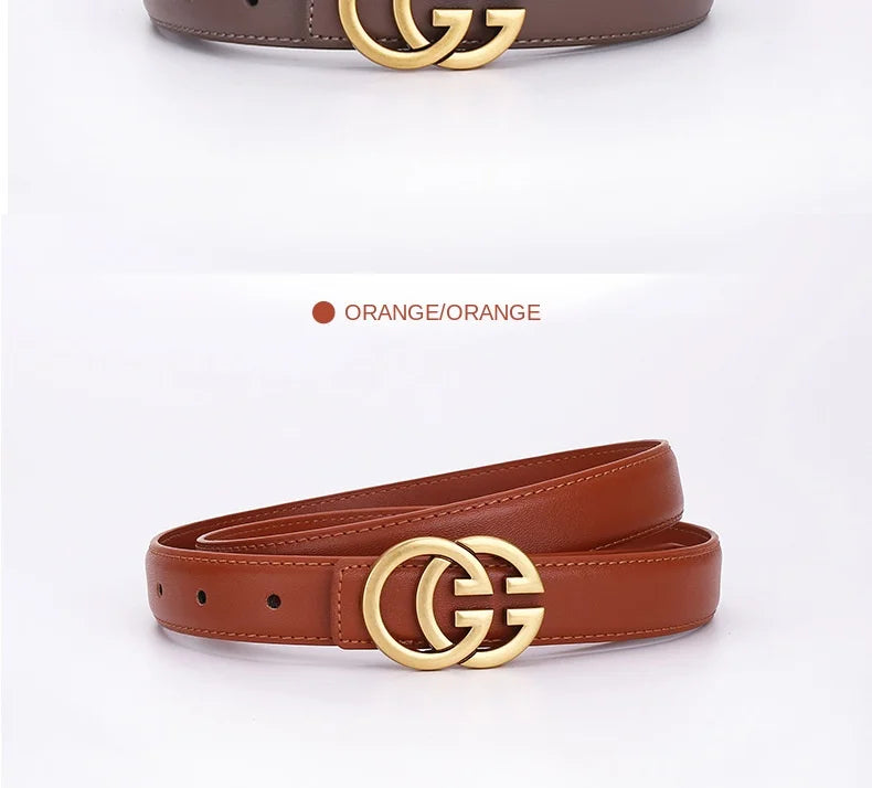 Women’s PU Leather Belt With Moon Temperament Button