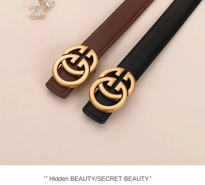 Women’s PU Leather Belt With Moon Temperament Button