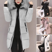 Warm Windproof Winter Coat Hooded Cotton Jacket with Zipper Pockets