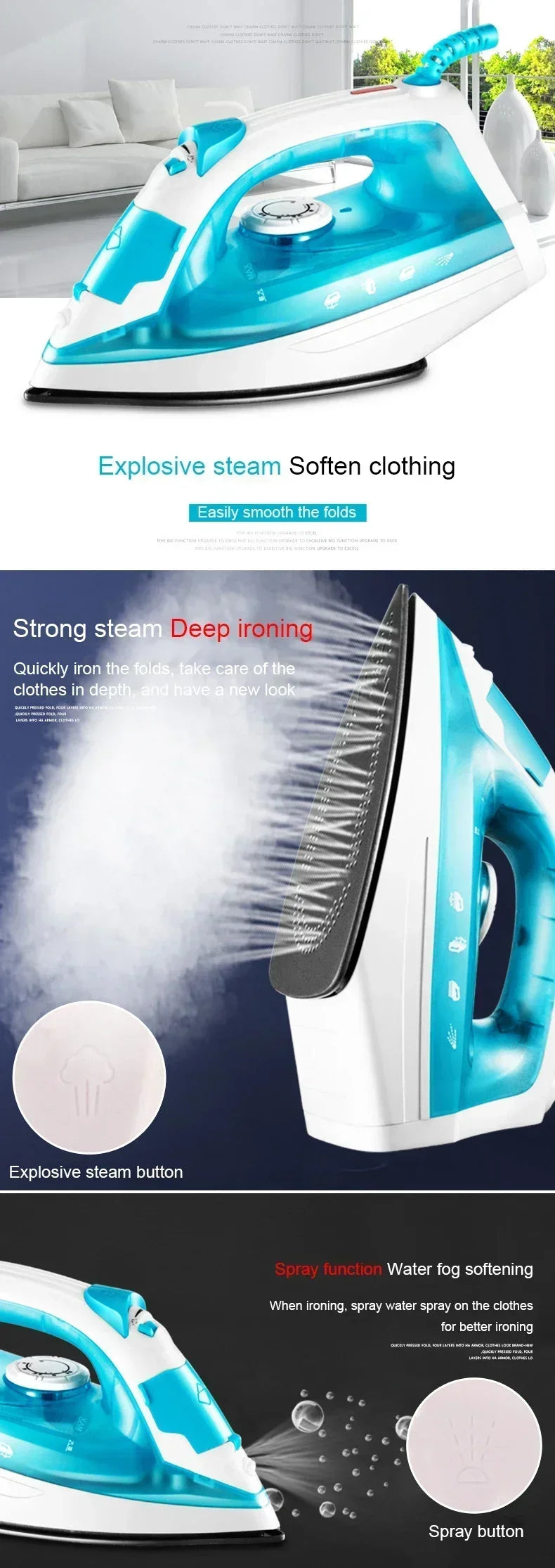 Handheld Garment Steamer Electric Steam Iron Soleplate laundry Ironing Machine Mini Travel Clothes Fabric Flatiron