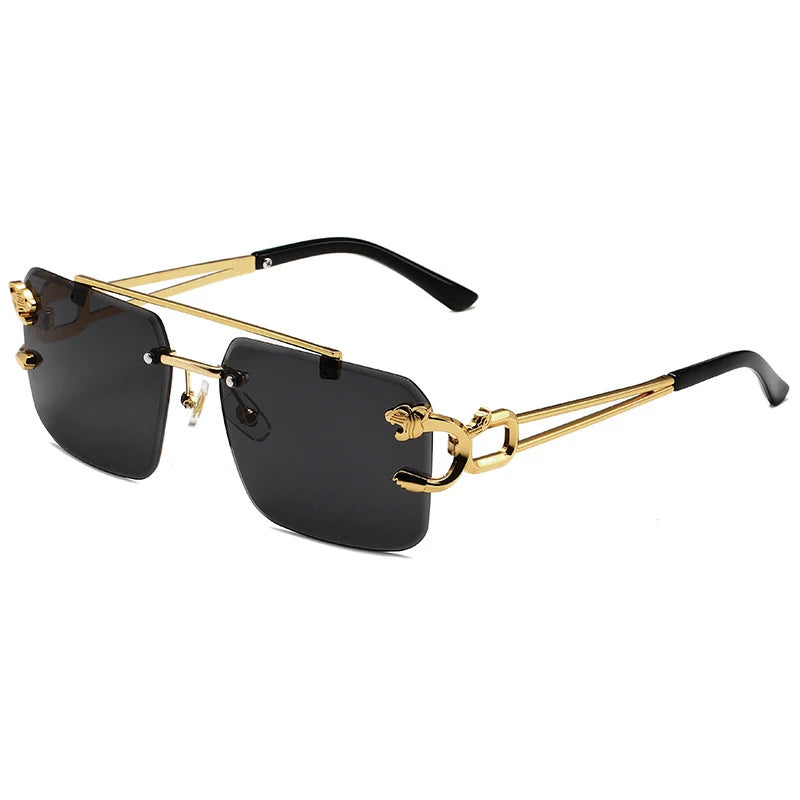 Trendy rectangular rimless sunglasses