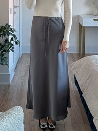 Long black satin skirts