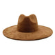 Suede fedora hat with heart shaped top, 3.75" brim