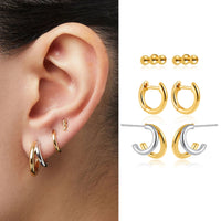 14k Gold Plated Small Zircon Stackable Hoop Earrings SetAzizaK