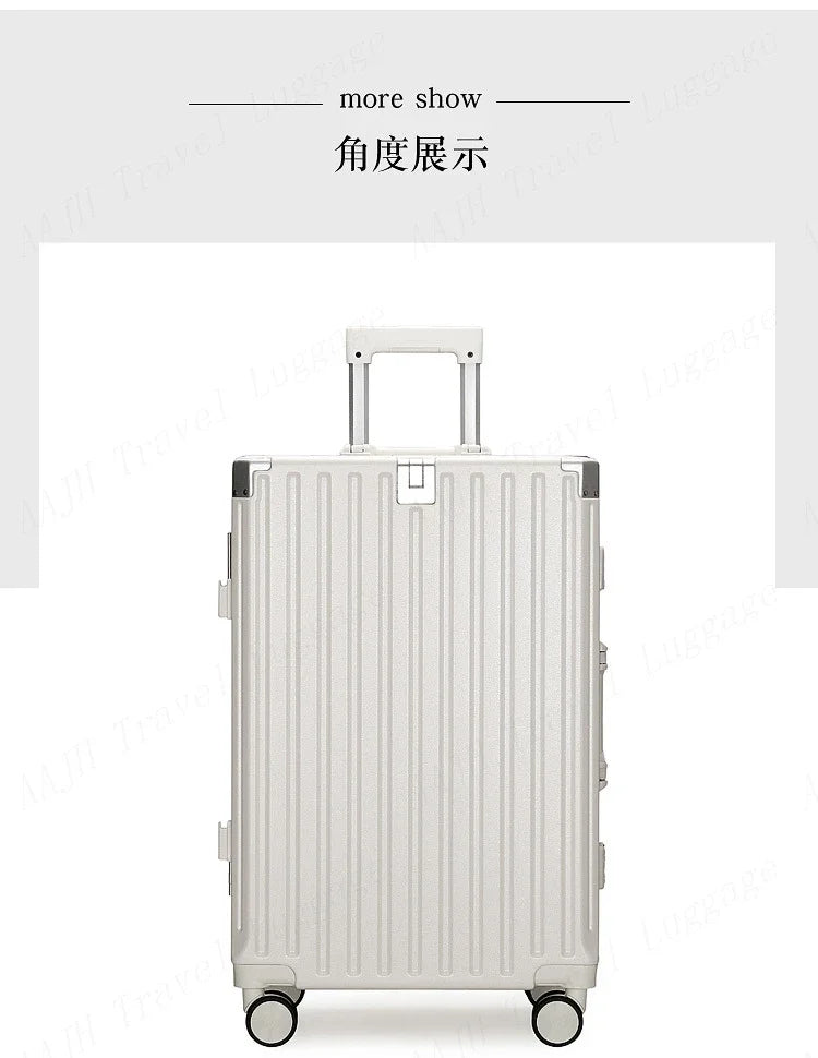 Travel Suitcase with USB Cup Holder, Aluminum Frame