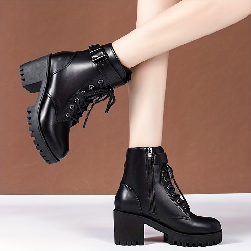 Ranger style ankle boots with inner zip and laces