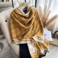 Luxury Brand Printed Winter Scarf Double Sided Cashmere Thick Warm