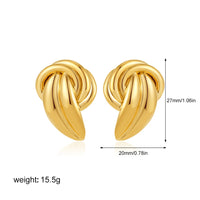 Gold Plated Textured Knot Twisted Geometric Stud Earrings