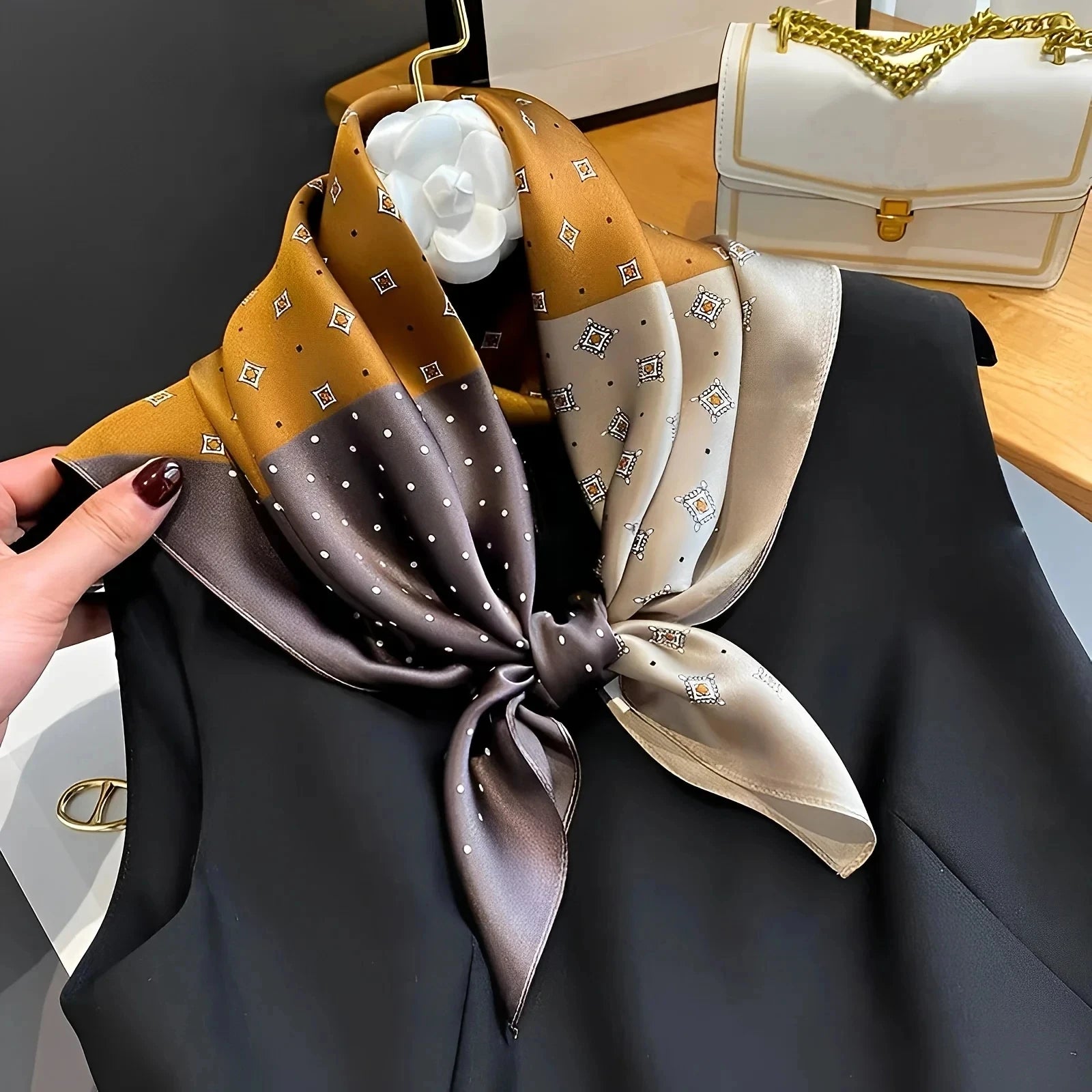 Luxury Brand Fashion Silk Square Scarf 70cm