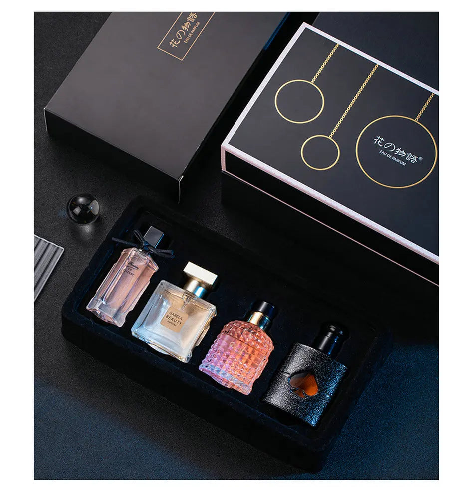 Coffret Cadeau Parfum Original 105 ml, Coffret Quatre Pièces, Parfum Frais et Longue Durée, Eau de Parfum, Parfum Floral Végétal, Parfum Frais