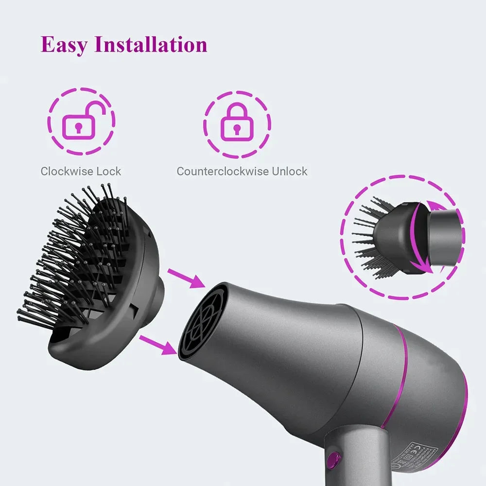 Professional Hair Dryer 1800W Powerful Hot and Cold Strong Wind Blower Constant Temperature  Collecting  Air Comb Nozzle Gear