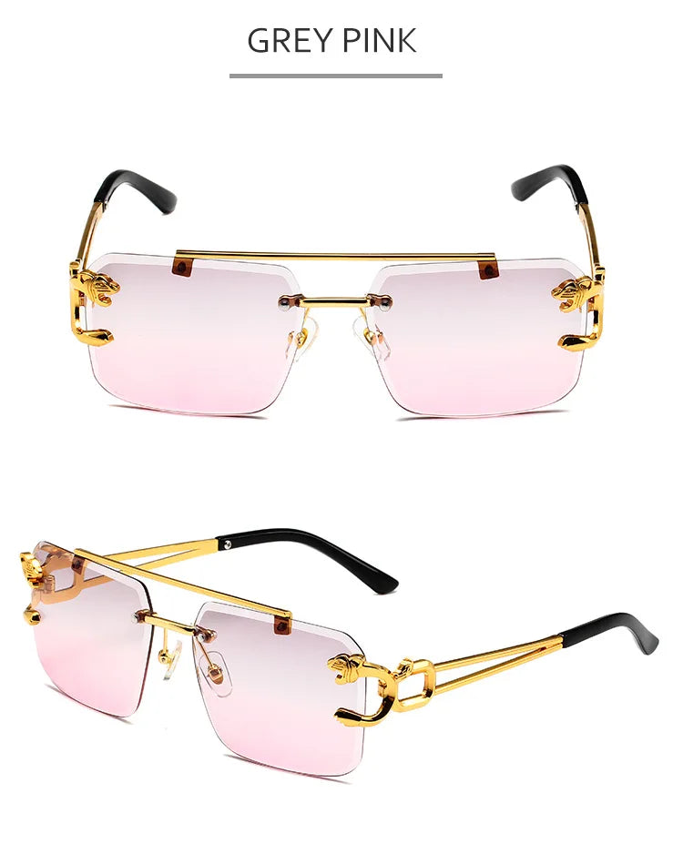 Trendy rectangular rimless sunglasses