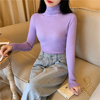 Long sleeve turtleneck knitted sweater