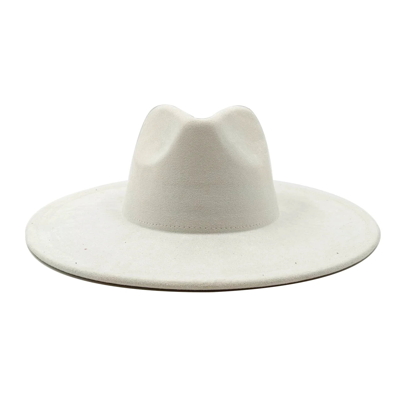 Suede fedora hat with heart shaped top, 3.75" brim