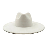 Suede fedora hat with heart shaped top, 3.75" brim