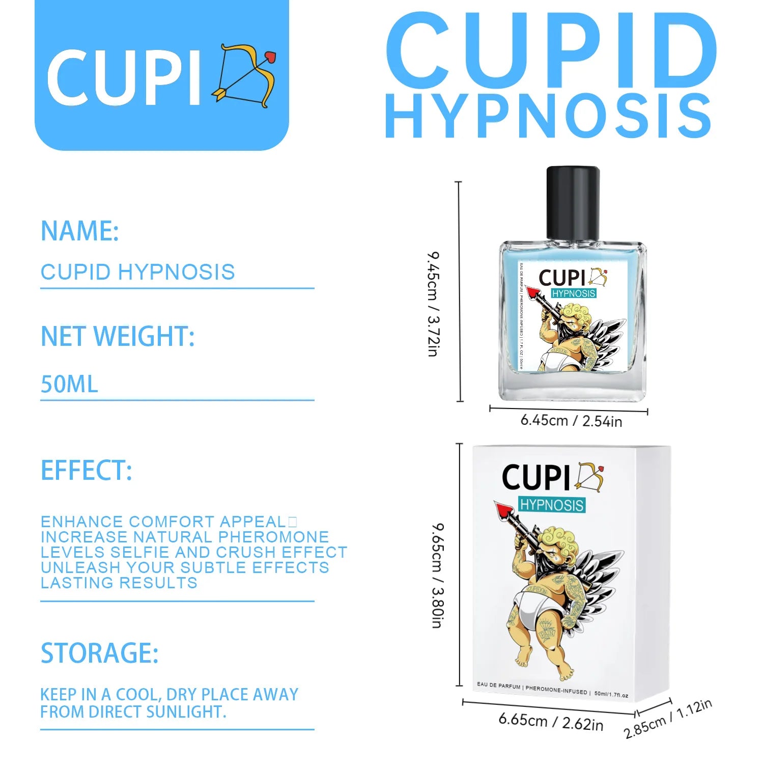 Cupid Hypnosis Perfume 50ML Original Pheromone Perfumes Long Lasting Cologne Light Fragrance