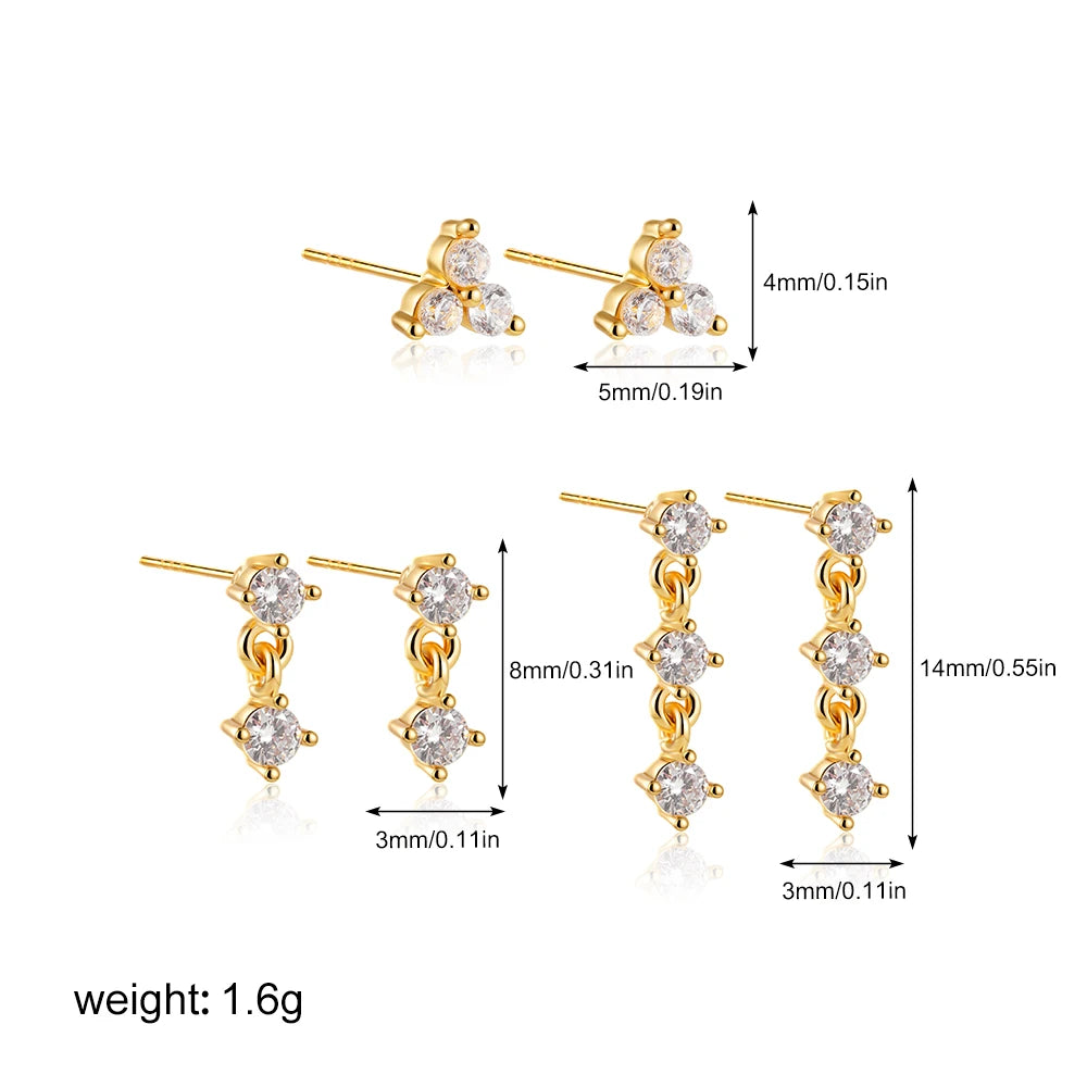 14k Gold Plated Small Zircon Stackable Hoop Earrings SetAzizaK