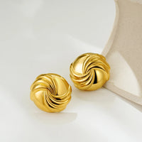 Gold Plated Textured Knot Twisted Geometric Stud Earrings