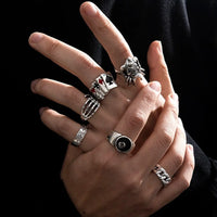 Set of 7 stainless steel rings