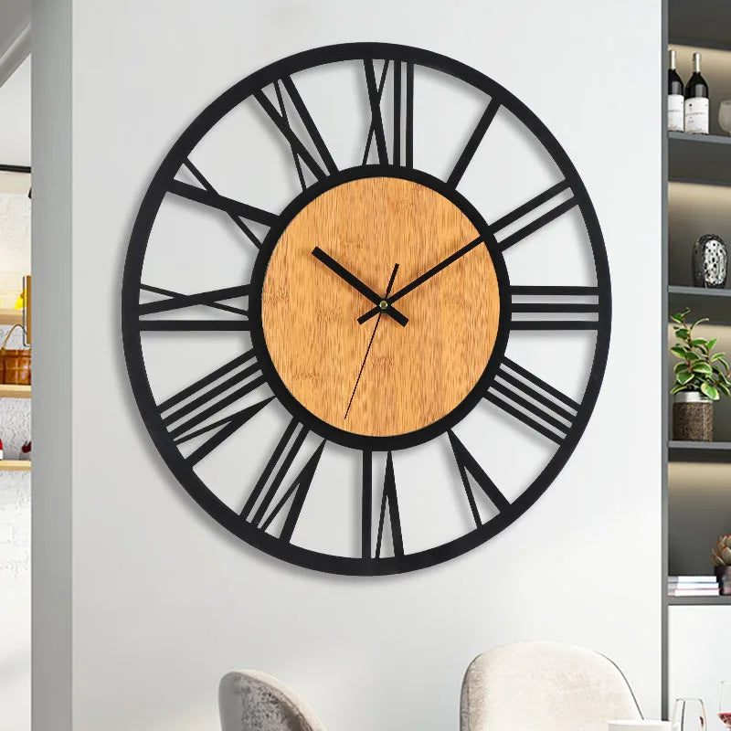 Large 3D Nordic Wall Clocks Roman Numerals Retro Round