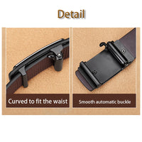 OUYIFAN Men's Fashion Belt Genuine Leather Belt for Men Automatic Buckle Ratchet Belt Random Adjustment