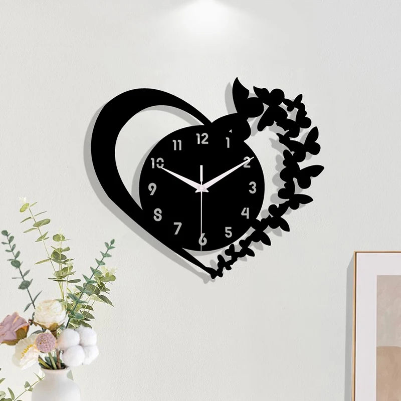 Heart Shaped Frameless Acrylic Silent Clock