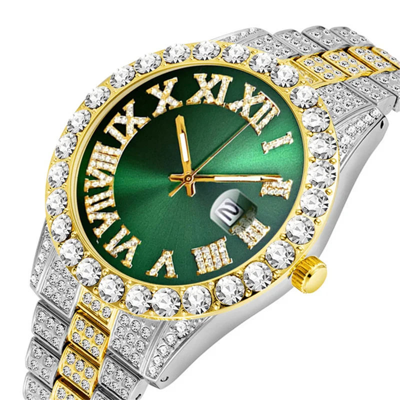 Montre Hip Hop Iced Out de marque de luxe avec diamant