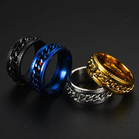 Fashion 8mm Spinner Ring For Men Women Stainless Steel Cuban Chain Spinner Fidget Band Release Anxiety Rings Jewelry Wholesale