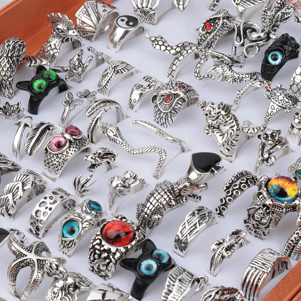 Pack of 20 vintage punk snake rings