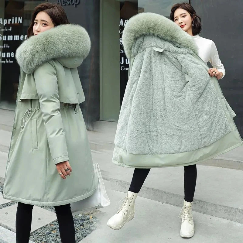 warm padded faux fur coat