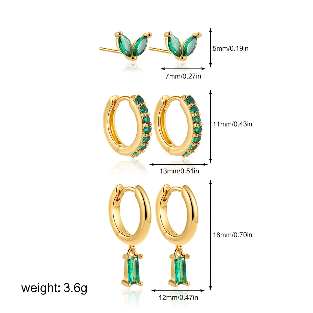 14k Gold Plated Small Zircon Stackable Hoop Earrings SetAzizaK