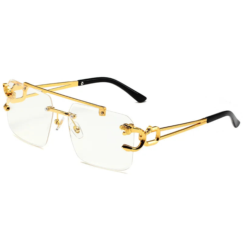 Trendy rectangular rimless sunglasses