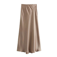 XNWMNZ Flowy Satin Midi Skirt