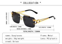 Trendy rectangular rimless sunglasses