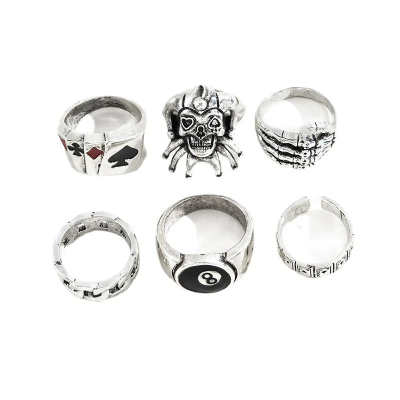 Set of 7 stainless steel rings